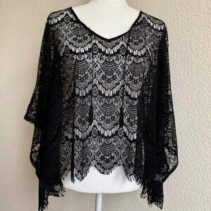 EXPRESS Cropped Lace Poncho Black Size M/L NWT